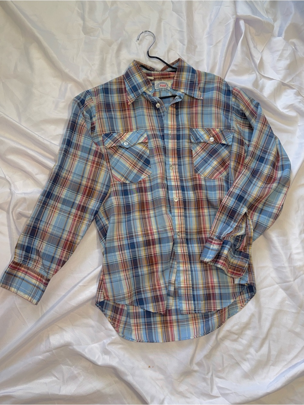 Men's Plaid Button-Down Shirt - Light Blue Multi